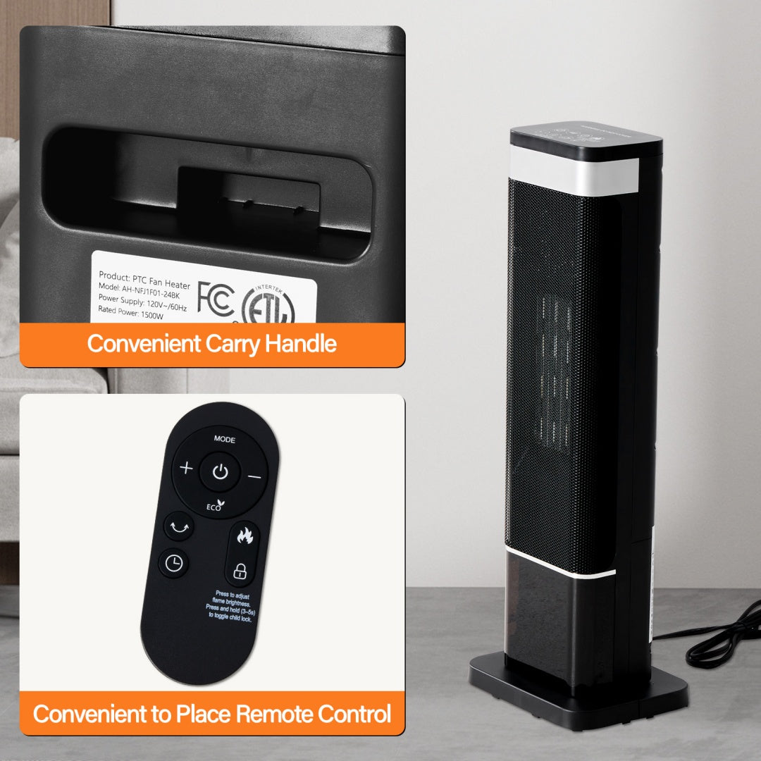 23inch Space Heaters For Indoor Use, Portable Heater With 7 Light Colors