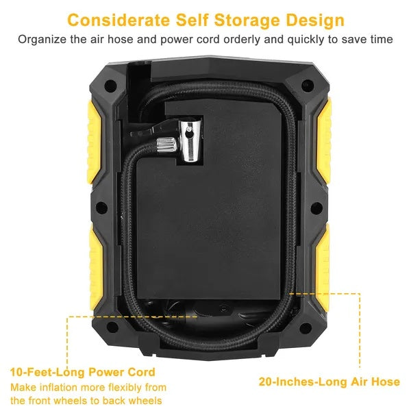 Tire Inflator 12V DC 120W 150PSI Tire W LCD Electric Air Compressor 25L Min Large Air Flow
