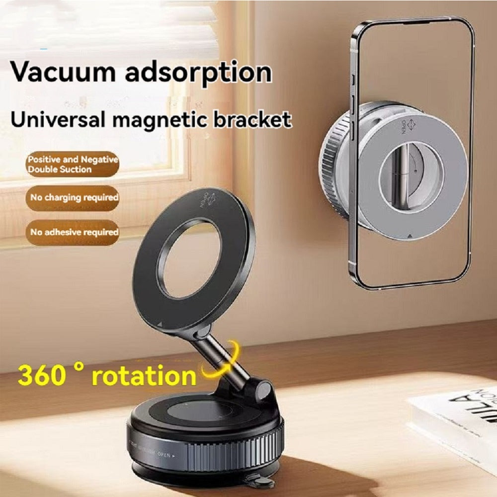 Magnetic Phone Holder With Vacuum Suction Foldable Adjustable Car Mount Magnetic Bracket Suction Nonslip For Busy Commuters